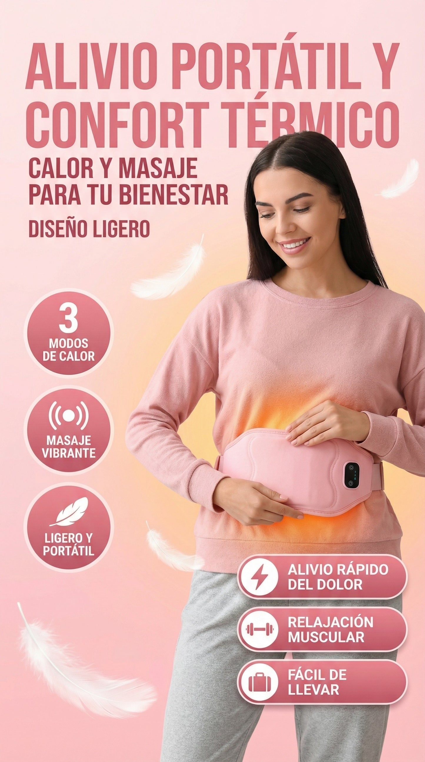 CalmaFem™ – Cinturón Térmico y Masajeador para Cólicos